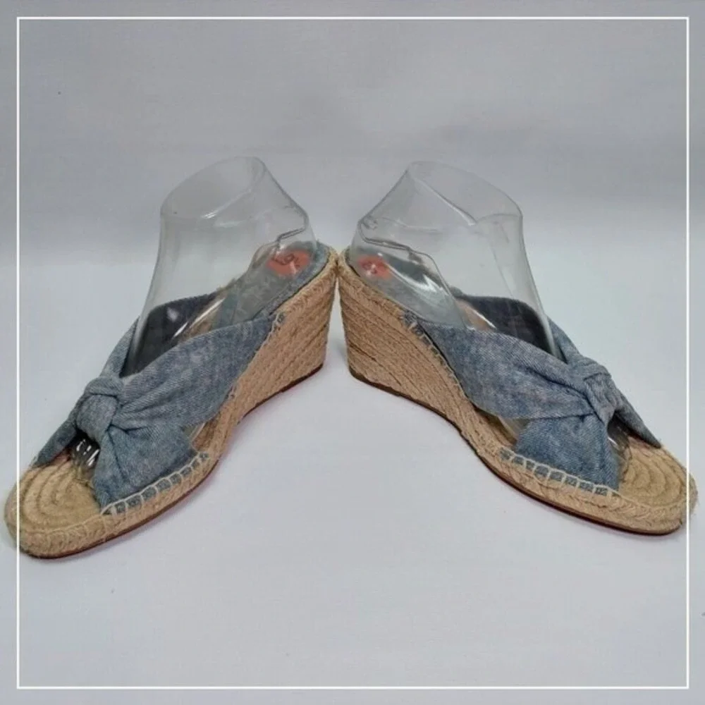 Splendid Sandals 9.5 Blue Coastal Platform Resort Vacation Slingback Espadrilles